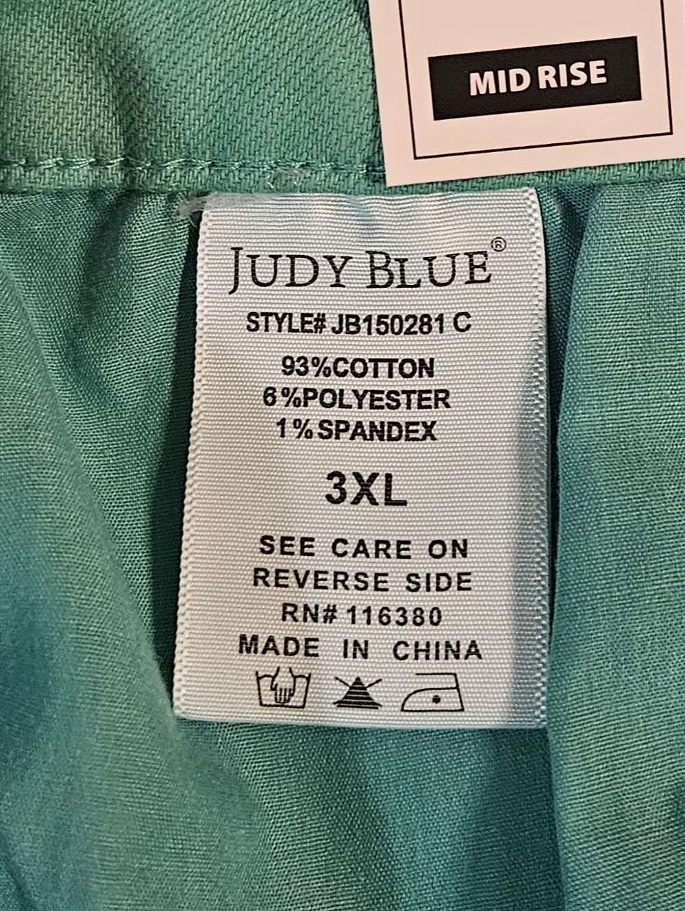 Judy Blue Aquamarine Mid Rise Frayed Hem Denim Shorts Size 3XL - Picture 8 of 15